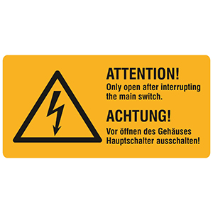 Warning Label: Attention! Only Open After Interrupting the Main Switch - View Assortment