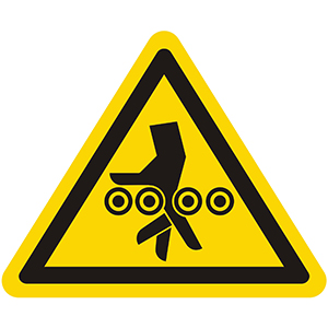 Caution Sign: Rotating Parts, Entanglement Hazard by Drums