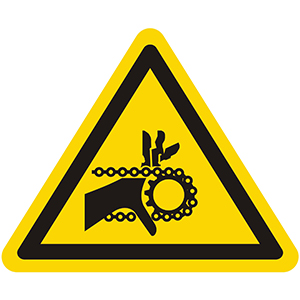 Caution Sign: Warning of Hand Injury Through Chain-Drive
