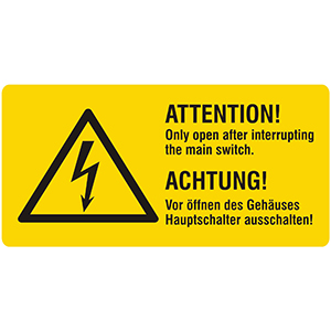 Warning Label: Attention! Only Open After Interrupting the Main Switch