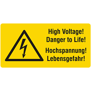 Warning Label: High Voltage! Danger to Life!