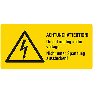 Warning Label: Attention! Do Not Unplug Under Voltage!