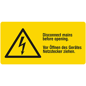 Warning Label: Disconnect Mains Before Opening