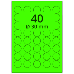 fluorescent paper labels, bright green, Ø 30 mm - View Product
