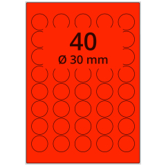 fluorescent paper labels, bright red, Ø 30 mm - View Product