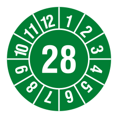 yearly inspection label, 2028, polyethylene foil, Ø 30 mm - View Product