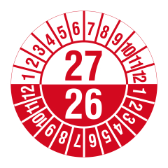 inspection date label, several years, 2026-2027, polyethylene foil, Ø 30 mm - View Product