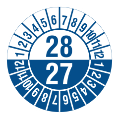 inspection date label, several years, 2027-2028, polyethylene foil, Ø 30 mm - View Product