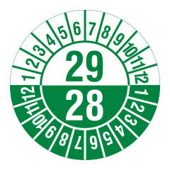 inspection date label, several years, 2028-2029, polyethylene foil, Ø 30 mm - View Product