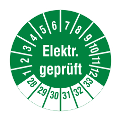 electrical inspection label, 2028-2033, polyethylene foil, Ø 20 mm - View Product