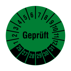 inspection label 'Geprüft', 2026-2031, polyethylene foil, Ø 20 mm - View Product