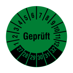 inspection label 'Geprüft', 2027-2032, polyethylene foil, Ø 20 mm - View Product