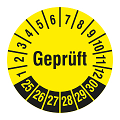 inspection label 'Geprüft', 2025-2030, polyethylene foil, Ø 30 mm - View Product