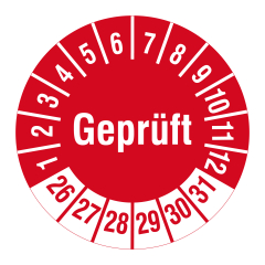 inspection label 'Geprüft', 2026-2031, polyethylene foil, Ø 30 mm - View Product