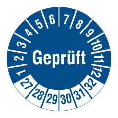 inspection label 'Geprüft', 2027-2032, polyethylene foil, Ø 30 mm - View Product