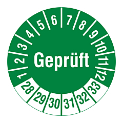 inspection label 'Geprüft', 2028-2033, polyethylene foil, Ø 30 mm - View Product