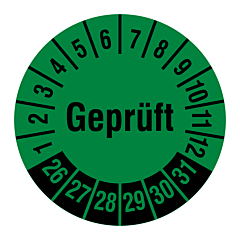 inspection label 'Geprüft', 2026-2031, polyethylene foil, Ø 30 mm - View Product