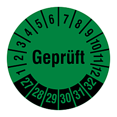 inspection label 'Geprüft', 2027-2032, polyethylene foil, Ø 30 mm - View Product