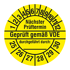 electrical inspection label, 2025-2030, polyethylene foil, Ø 30 mm - View Product