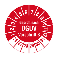 DGUV inspection label, 2026-2031, polyethylene foil, Ø 20 mm - View Product