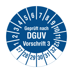 DGUV inspection label, 2027-2032, polyethylene foil, Ø 20 mm - View Product