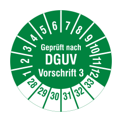 DGUV inspection label, 2028-2033, polyethylene foil, Ø 20 mm - View Product