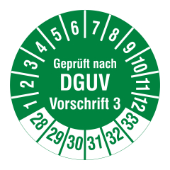DGUV inspection label, 2028-2033, polyethylene foil, Ø 30 mm - View Product
