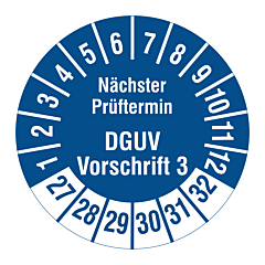DGUV inspection label, 2027-2032, polyethylene foil, Ø 30 mm - View Product