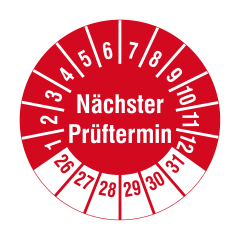 inspection label 'Nächster Prüftermin', 2026-2031, polyethylene foil, Ø 20 mm - View Product