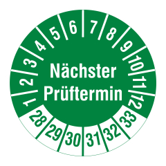 inspection label 'Nächster Prüftermin', 2028-2033, polyethylene foil, Ø 30 mm - View Product