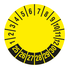 inspection date label, several years, 2025-2030, polyethylene foil, Ø 30 mm - View Product
