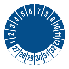 inspection date label, several years, 2027-2032, polyethylene foil, Ø 30 mm - View Product
