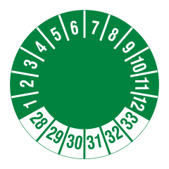 inspection date label, several years, 2028-2033, polyethylene foil, Ø 30 mm - View Product