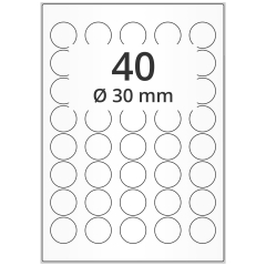polyethylene foil labels, white, Ø 30 mm - View Product