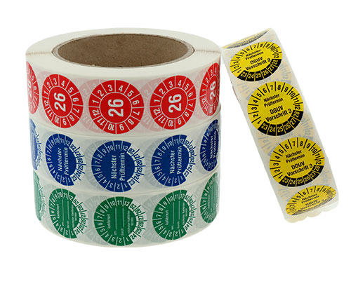 Inspection labels in different colors