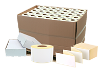 Labels on roll, large roll, sheet or fanfold for large consumers