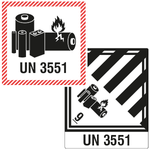 Transportation Label: Sodium-ion Batteries (UN Number 3551) - View Assortment